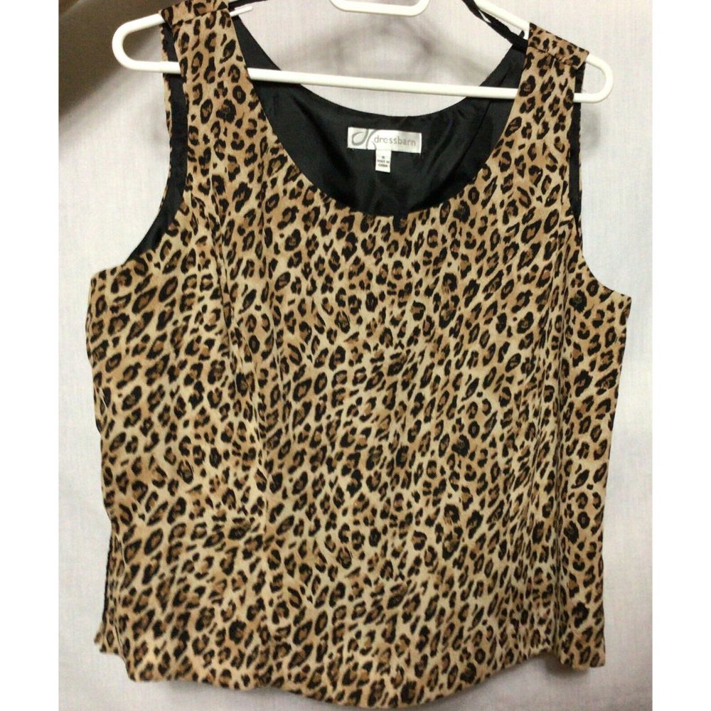 Dress Barn Lined Tank Top One Side Zip Fitted Animal Print Size 16